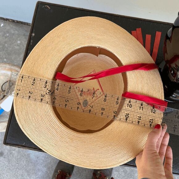 VTG Straw Boater Hat Red Ribbon 50s 60s Derby Garden Party Italian Made main image 11